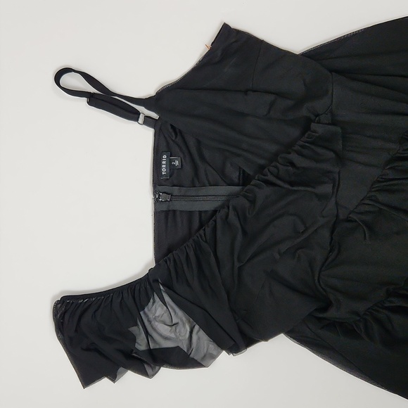 Torrid Midi Mesh Ruffle Black Dress - Picture 8 of 16